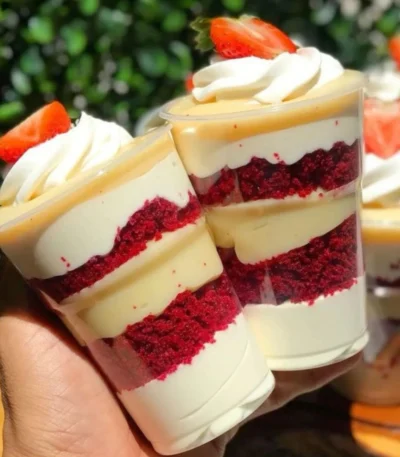 Copo da felicidade Red Velvet com morango