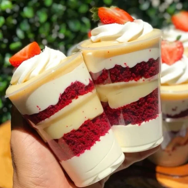 Copo da felicidade Red Velvet com morango